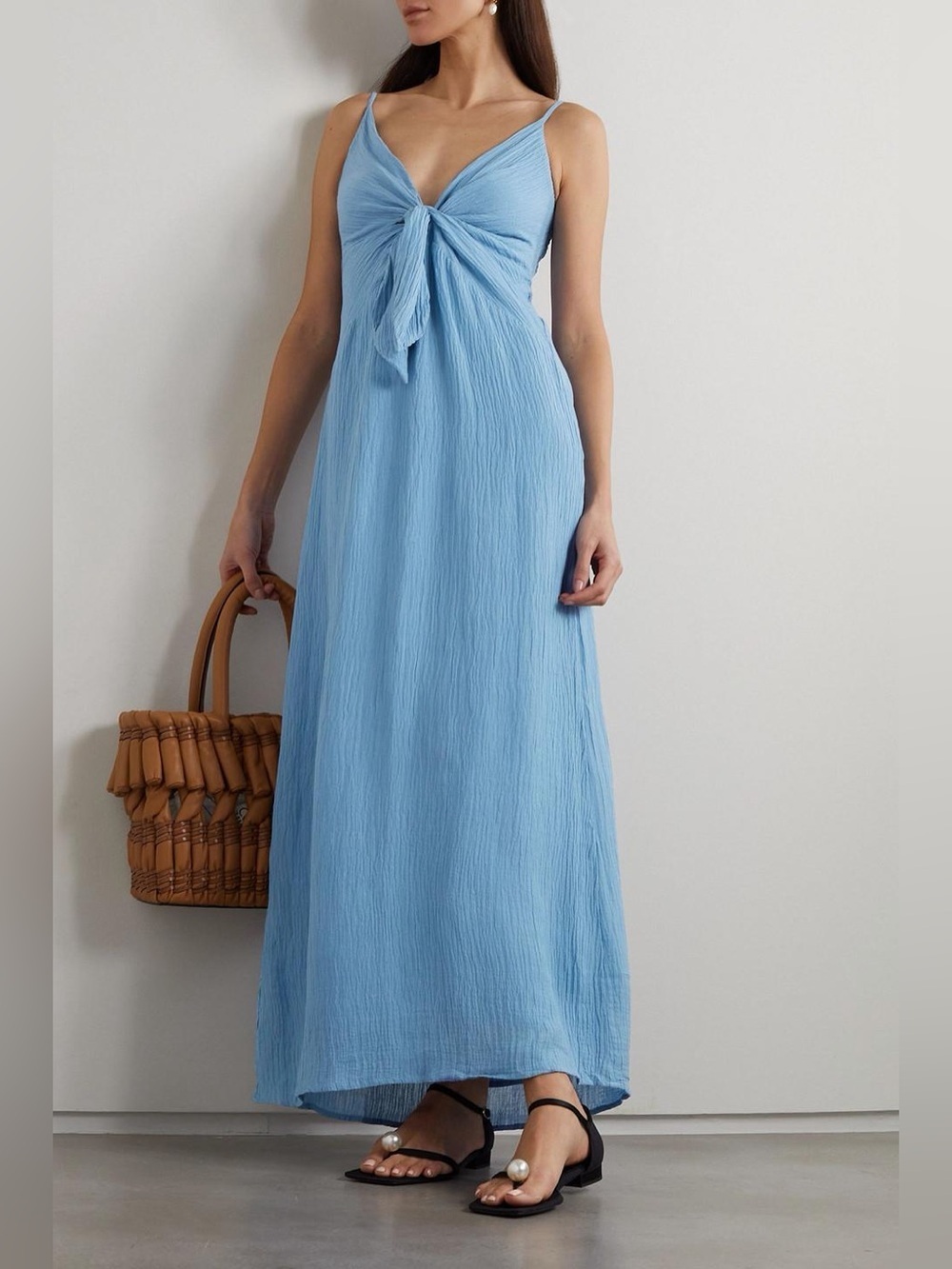 NWT Faithfull The Brand V Neck Verona Linen Blend Midi Dress